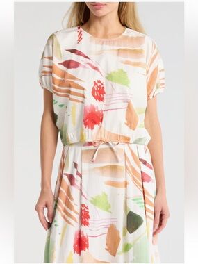 T Tahari Maxi Skirt And Top Set Ivory Brush Stroke Medium Top/Small Skirt NWT